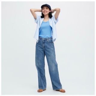 ユニクロ(UNIQLO)のユニクロ　バギージーンズ66ブルー　サイズ24  ※丈補正75㎝(デニム/ジーンズ)