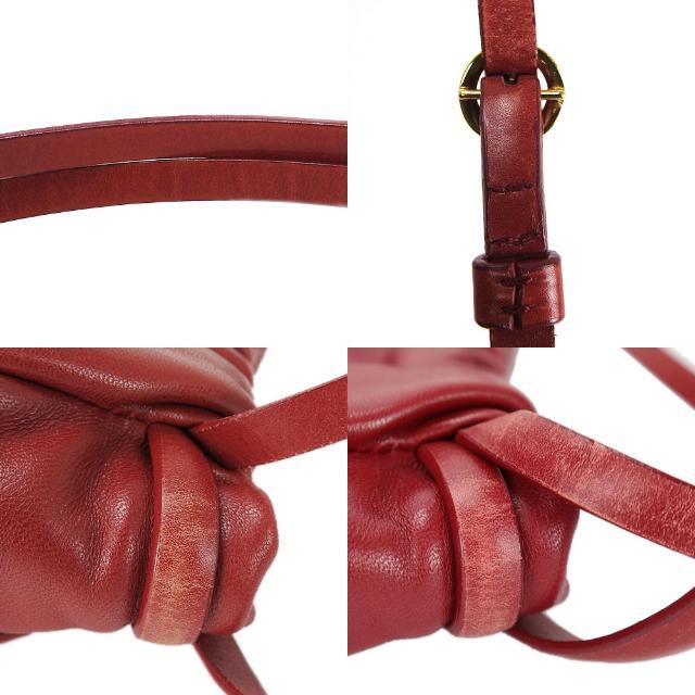 ロエベ ミニ ハンドバッグ ナッパレザー 革 アナグラム レッド系 赤 シック 女性 レディース LOEWE mini hand  bag leather red