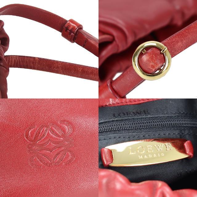 ロエベ ミニ ハンドバッグ ナッパレザー 革 アナグラム レッド系 赤 シック 女性 レディース LOEWE mini hand  bag leather red