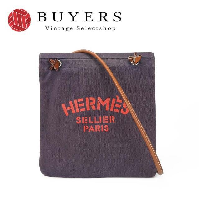 エルメス アリーヌ ショルダーバッグ レザー キャンバス レディース パープル 紫色 シルバー金具 Hermes shoulder bag aline canvas leather