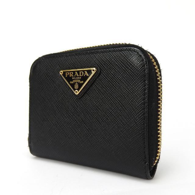 プラダ ラウンドファスナー コインケース コンパクト ウォレット 1MM268 サフィアーノ ネロ ブラック 黒 レザー 革 ジッピー 普段使い レディース 女性 PRADA Coin Case SAFFIANO TRIANG leather black