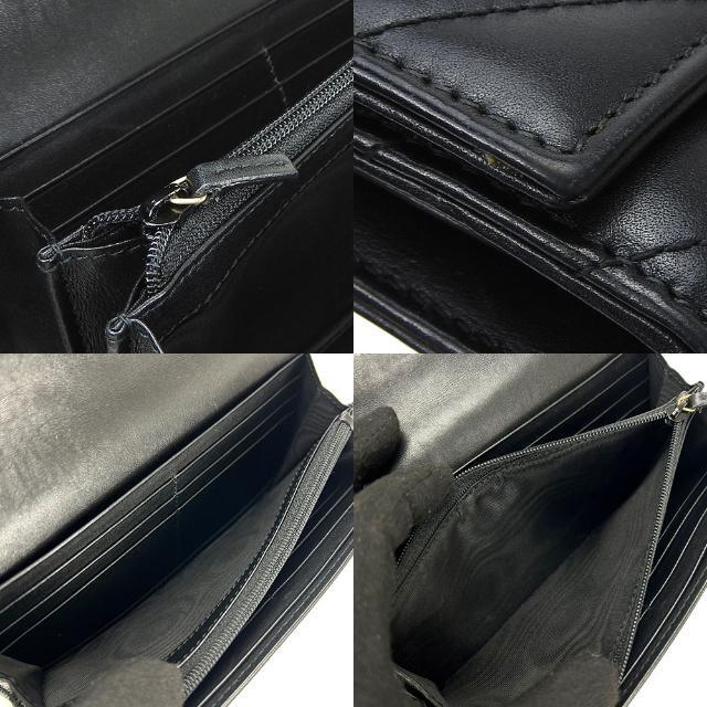 【中古】グッチ 二つ折り 長財布 443436 GGマーモント コンチネンタル ウォレット キルティング レザー 革 ブラック 黒 ゴールド金具 レディース 女性 GUCCI Long Wallet black Leather Gold