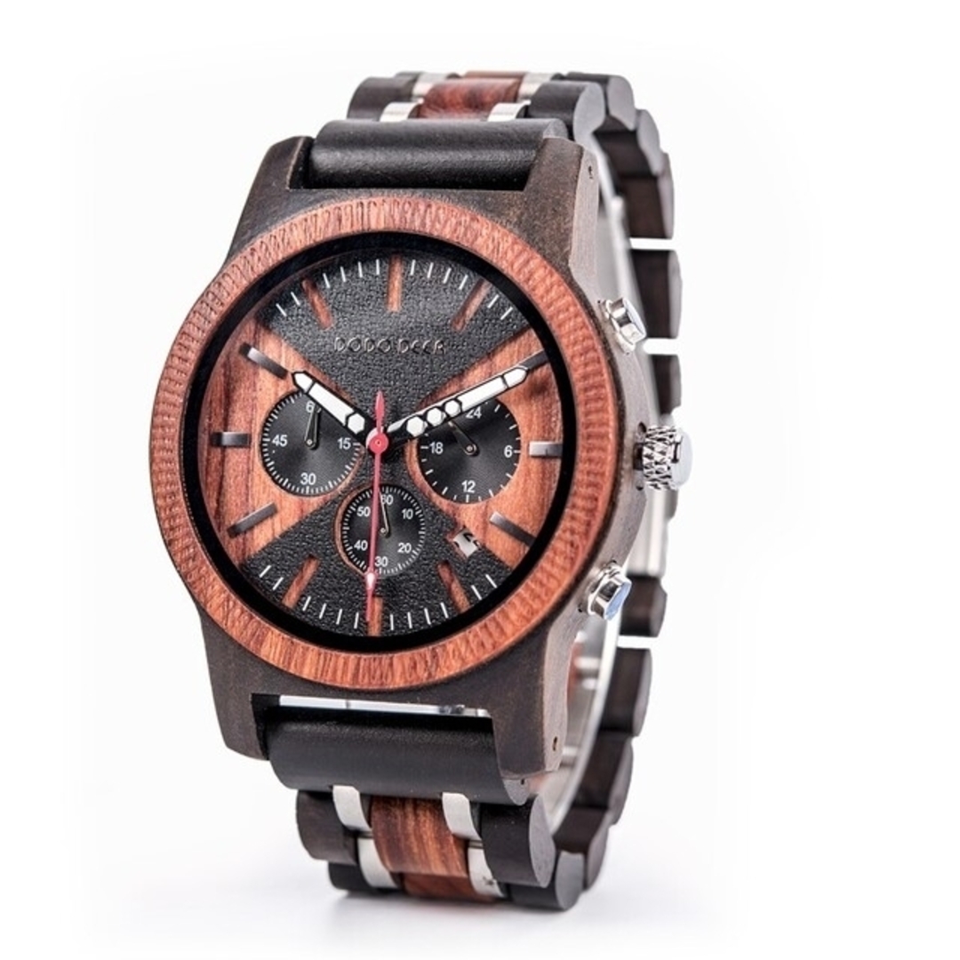 【新品未使用】DODO DEER メンズ 木製腕時計 クロノグラフ C08-4