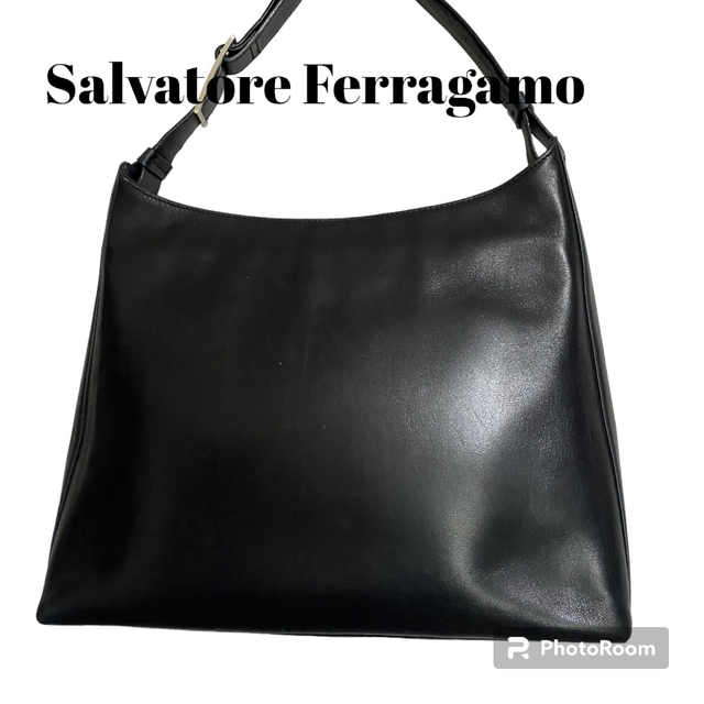 Salvatore Ferragamo ☆黒革 AB-21 0274 - ハンドバッグ