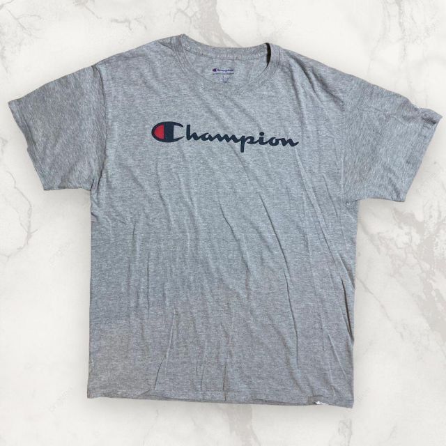 GZB Champion 古着  グレー チャンピオン　ロゴ　プリント Tシャツ メンズのトップス(Tシャツ/カットソー(半袖/袖なし))の商品写真