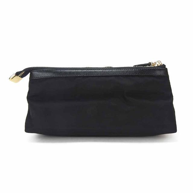 Salvatore Ferragamo サルヴァトーレフェラガモ AU-22/BO55 ヴァラリボン メイクポーチ 小物ナイロン レザー 革 ゴールド金具 pouch nylon leather ribbon black