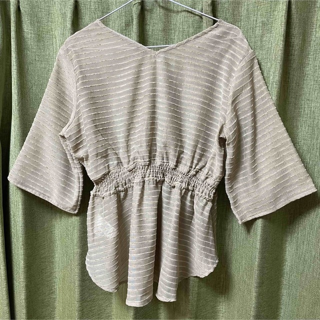 AZUL by moussy(アズールバイマウジー)のSHEER BORDER PEPLUM BLOUSE レディースのトップス(シャツ/ブラウス(半袖/袖なし))の商品写真