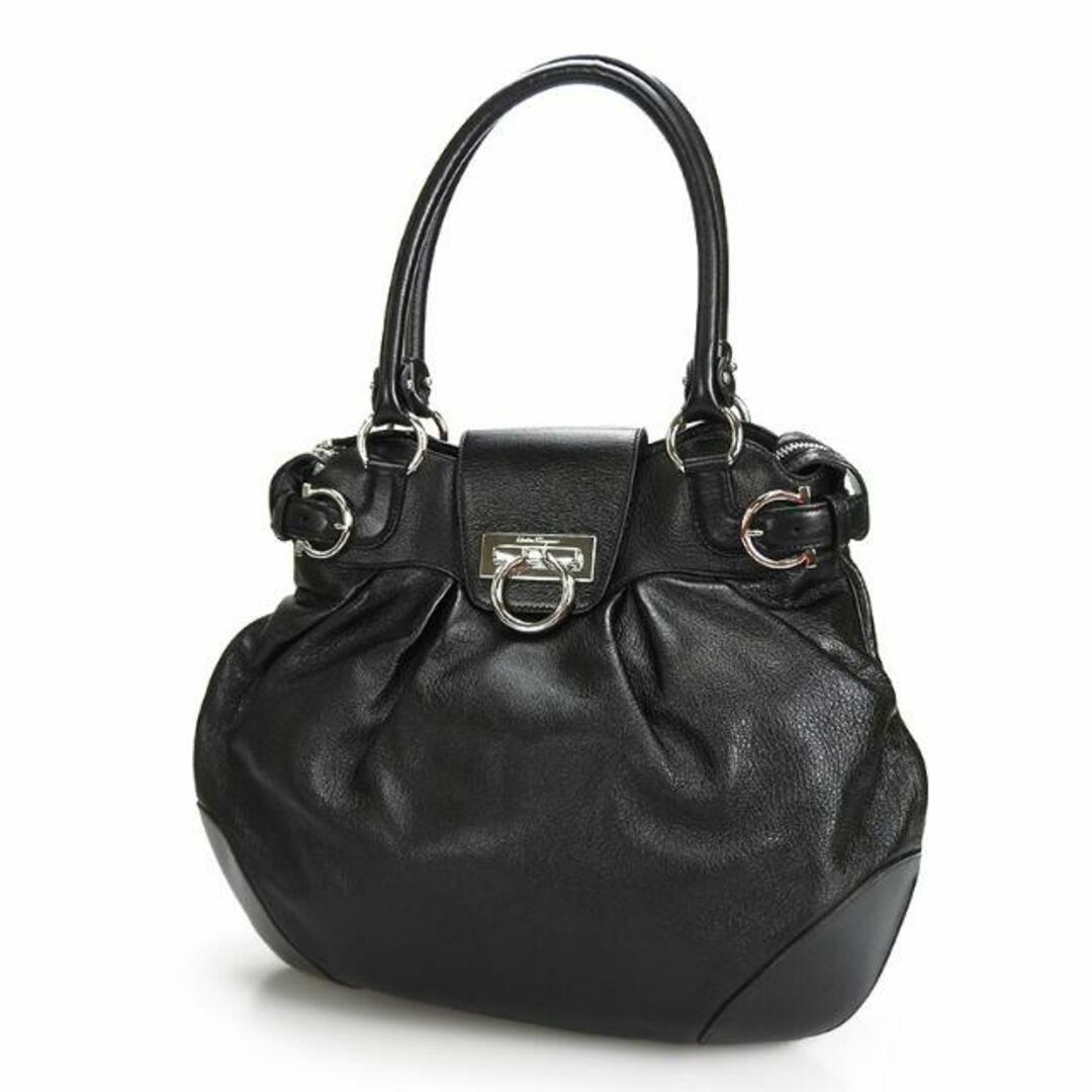 【美品】Salvatore Ferragamo サルヴァトーレフェラガモ ハンドバッグ レザー ブラック AU-21/7338 シルバー金具 ガンチーニ Hand Bag Leather Black 3