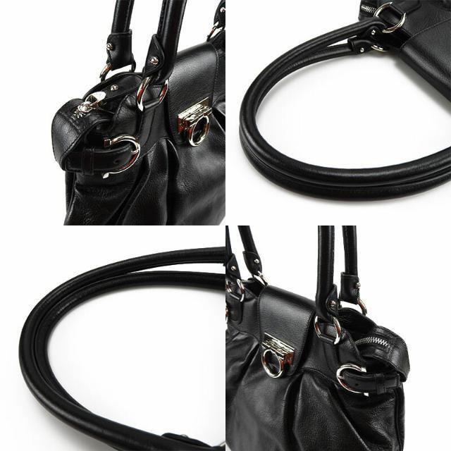 【美品】Salvatore Ferragamo サルヴァトーレフェラガモ ハンドバッグ レザー ブラック AU-21/7338 シルバー金具 ガンチーニ Hand Bag Leather Black 5