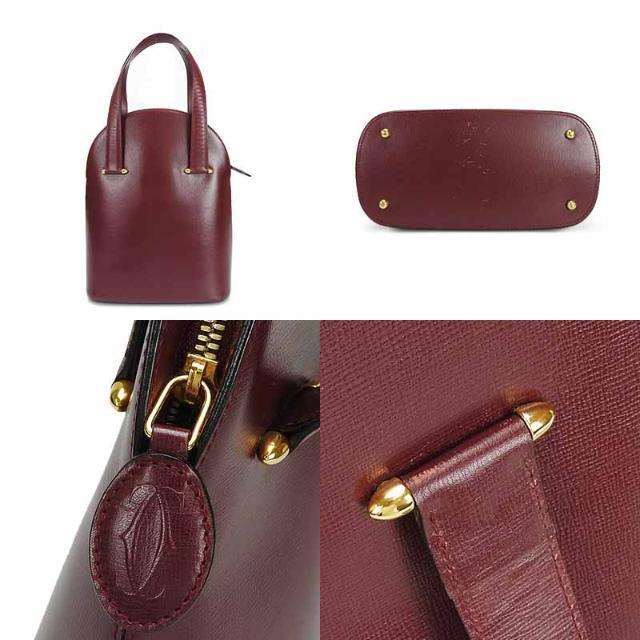 Cartier カルティエ マストライン ハンドバッグ レザー 革 ボルドー ゴールド金具 レディース 女性 Hand Bag leather