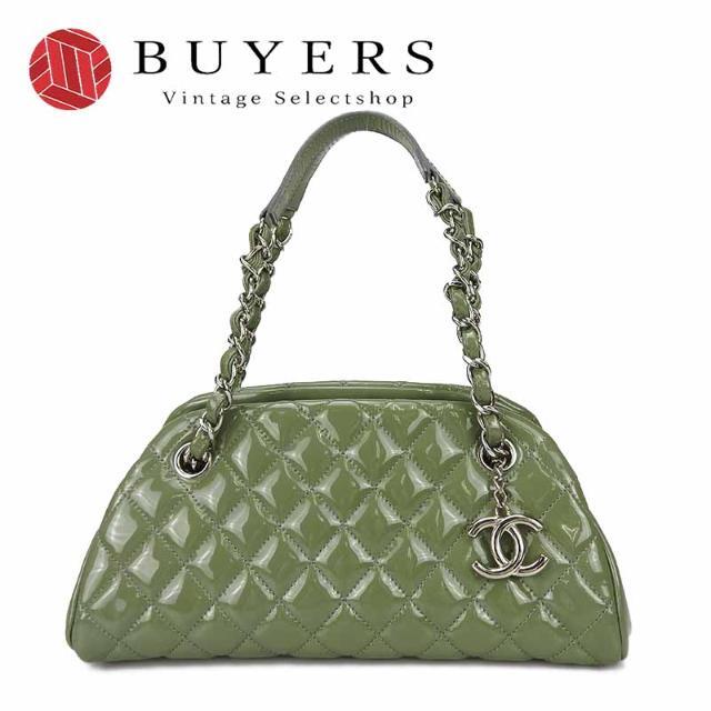 シャネル チェーンハンドバッグ  マドモアゼル ココマーク グリーン CHANEL GREEN 緑色 14番台 エナメル シルバー金具 レディース 女性 Chain Hand Bag Shoulder Bag Coco