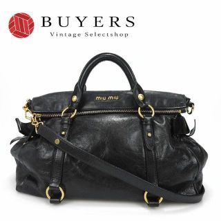 Y59-3 ミュウミュウ miumiu ハンドバッグ 2way 黒 レザー 美品-