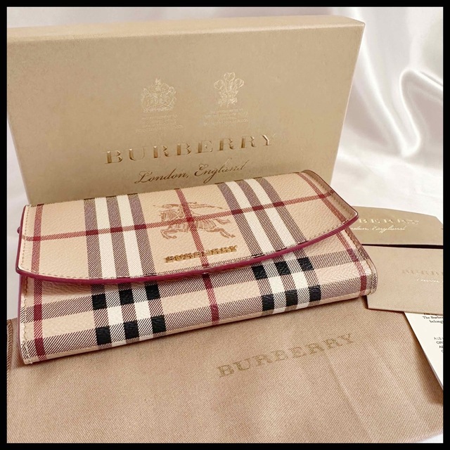 Burberry バーバリー ノバチェック 長財布 シャドーホース フラップ式