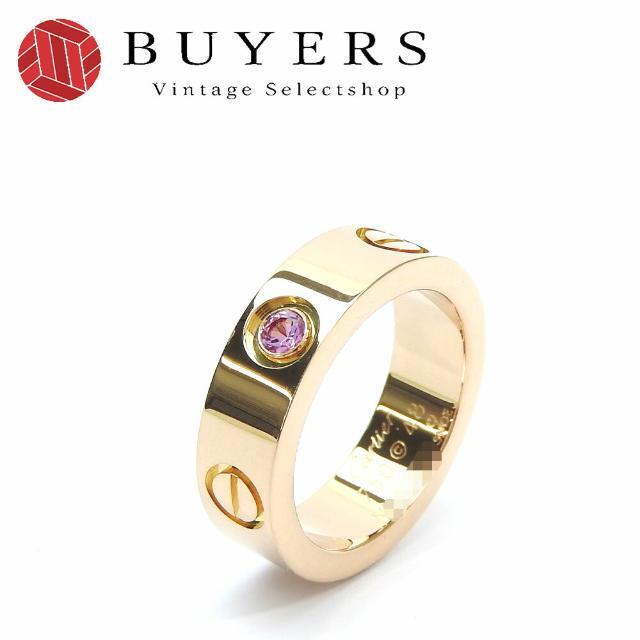 Cartier - 【中古】カルティエ 指輪 ラブリング 48号 日本サイズ約8号 1Pピンクサファイア Au750 K18PG ピンクゴールド 約8.9g 小物 アクセサリー ジュエリー レディース 女性 Cartier jewelry Accessories ring