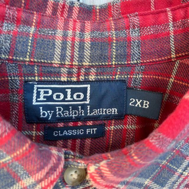 POLO RALPH LAUREN(ポロラルフローレン)のアメリカ古着ポロラルフローレン長袖ツイルチェック柄BDシャツ　ゆるだぼ　赤×灰. メンズのトップス(シャツ)の商品写真