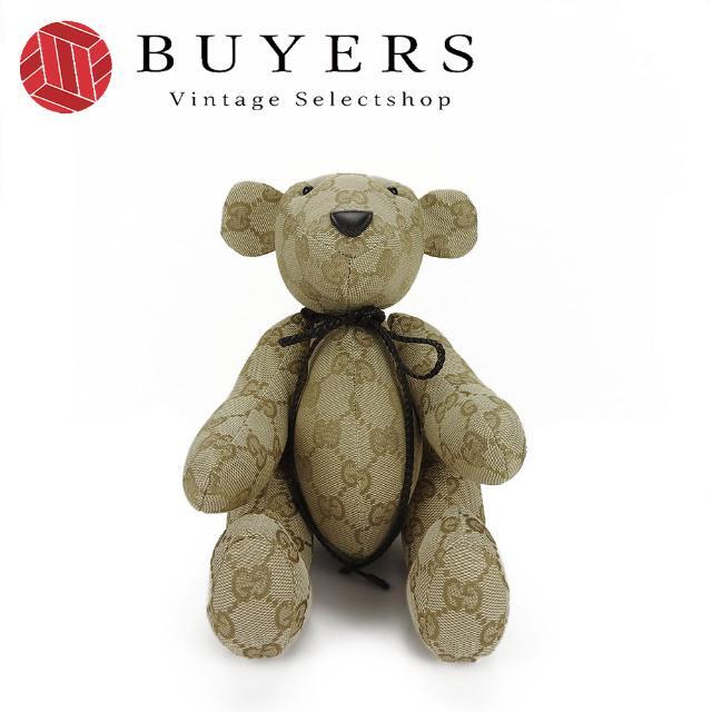 Gucci - 【中古】グッチ テディベア GGキャンバス レザー ベージュ