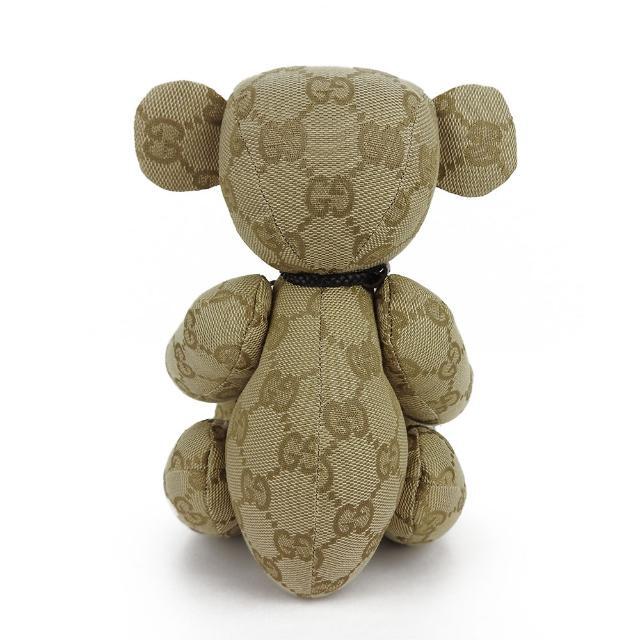 Gucci - 【中古】グッチ テディベア GGキャンバス レザー ベージュ