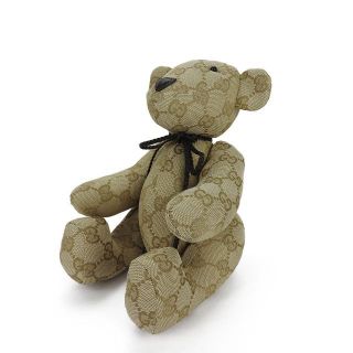 Gucci - 【中古】グッチ テディベア GGキャンバス レザー ベージュ