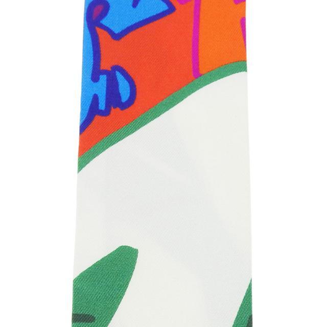 エルメス ツイリー スカーフ シルク100％ ブルー グリーン オレンジ マルチ 小物 アクセサリー レディース 女性 オシャレ HERMES Twilly scarf Accessories blue green orange