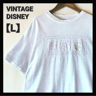 ディズニー(Disney)の古着★ディズニー ミッキー ドナルド グーフィー キャラクター 刺繍 灰Tシャツ(Tシャツ/カットソー(半袖/袖なし))