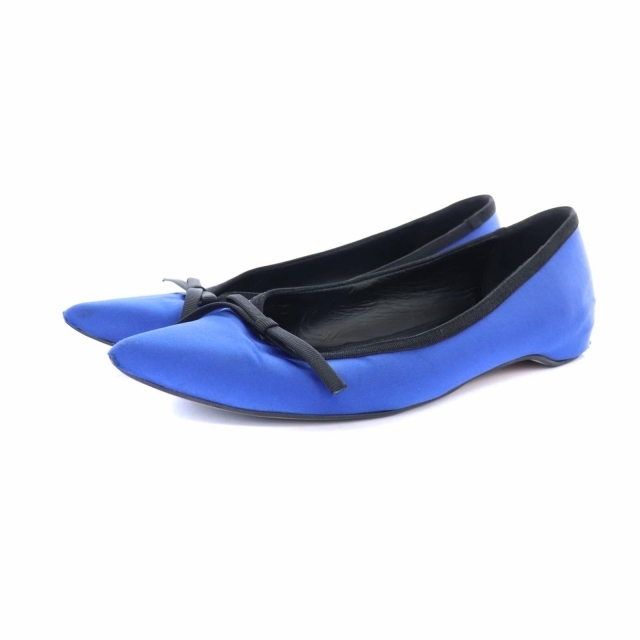 チェンバー フラットパンプス ローヒール ポインテッドトゥ リボン 青 ブルー レディースの靴/シューズ(その他)の商品写真