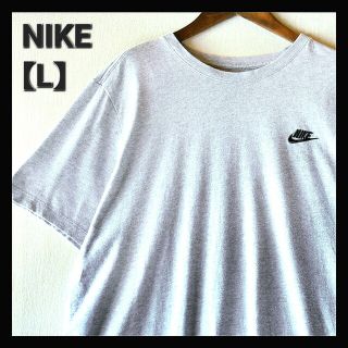 ナイキ(NIKE)の古着★ナイキ ワンポイントロゴ 刺繍スウォッシュロゴ ゆるだぼ 灰ビッグTシャツ(Tシャツ/カットソー(半袖/袖なし))