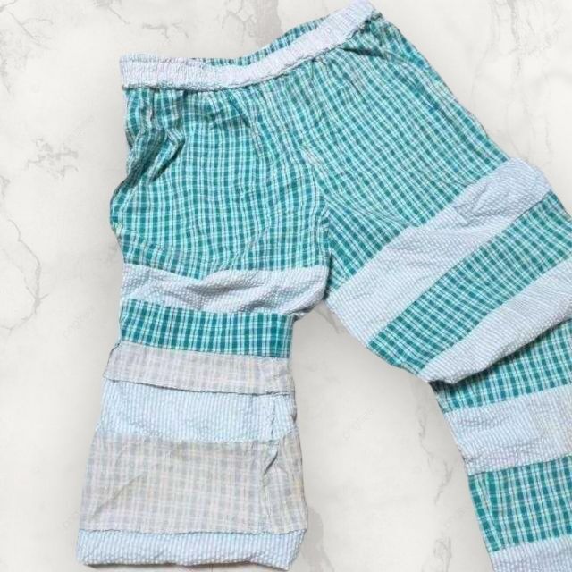 再構築 水色 デザイン リメイク 一点もの ドッキング パンツ - その他