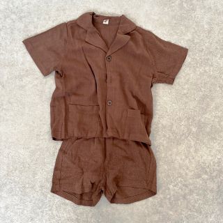 新品 90cm リネンスーツセットアップ ブラウン 子供服(その他)