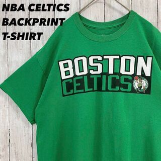 マジェスティック(Majestic)のアメリカ古着NBAボストンセルティックスバックプリントTシャツサイズLグリーン.(Tシャツ/カットソー(半袖/袖なし))