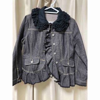 美品　ピンクハウス　黒デニムジャケット　フリル付き　2way