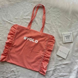 2room totebag orange gingham check 難あり　(バッグ)