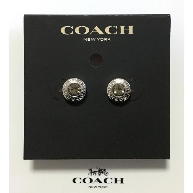 新品　COACH オープンサークル カットストーン シルバー ピアス