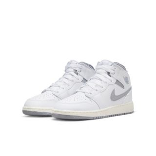 NIKE - 正規品新品NIKE エア ジョーダン 1 ミッド GS ホワイト グレー