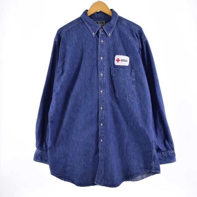 90年代 ウールリッチ WOOLRICH 長袖 ボタンダウンデニムシャツ USA製 メンズXXL ヴィンテージ /eaa334462