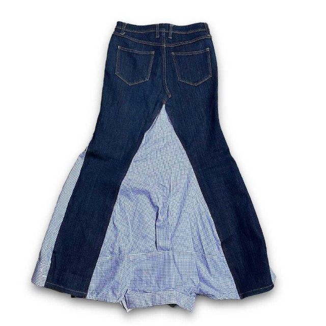 mero- 青　水色 デニム　シャツ　ドッキング　変形　ロング スカート 1