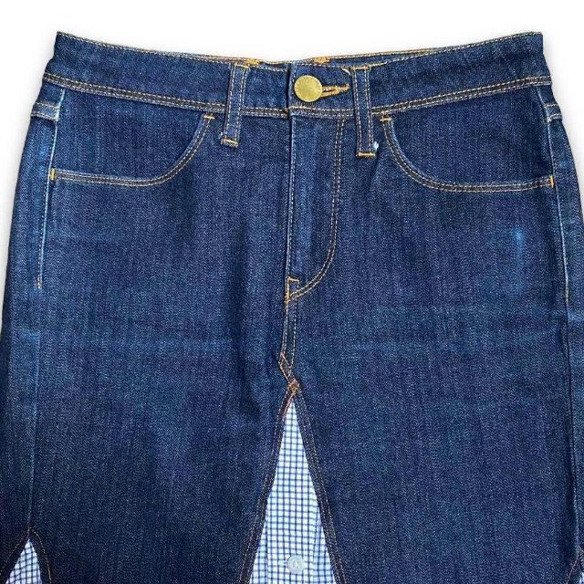 mero- 青　水色 デニム　シャツ　ドッキング　変形　ロング スカート 2