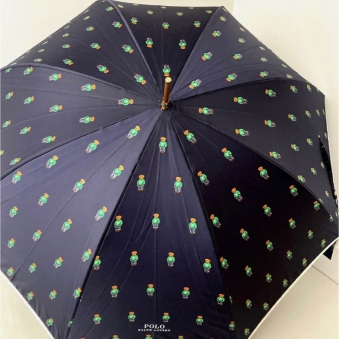 新品⭐️ ポロ ラルフローレン 傘 ポロベア総柄 ネイビー系 雨傘 長傘 手開き