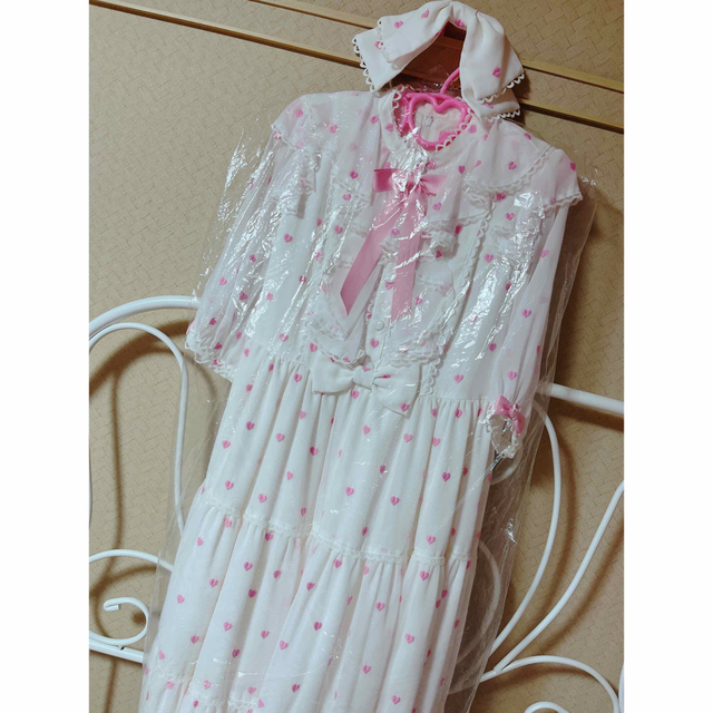 Petit Heart ワンピース&カチューシャset 白×ピンク