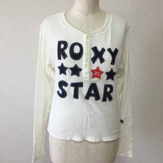 ロキシー(Roxy)のROXY　コットン100％　アップリケ付き　Tシャツ　Ｍ(Tシャツ(長袖/七分))