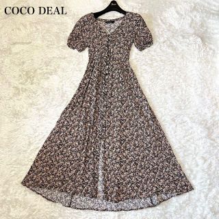 ココディール(COCO DEAL)のココディール　ロングワンピース　シャツボタン　半袖　花柄　フレア　Aライン(ロングワンピース/マキシワンピース)