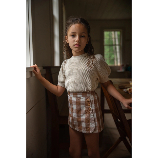 SOOR PLOOM(ソーアプルーム)のSoor Ploom olive skort,  Gingham, 8Y キッズ/ベビー/マタニティのキッズ服女の子用(90cm~)(スカート)の商品写真