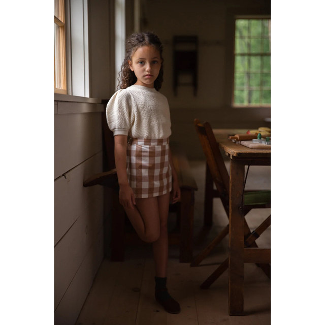 SOOR PLOOM(ソーアプルーム)のSoor Ploom olive skort,  Gingham, 8Y キッズ/ベビー/マタニティのキッズ服女の子用(90cm~)(スカート)の商品写真