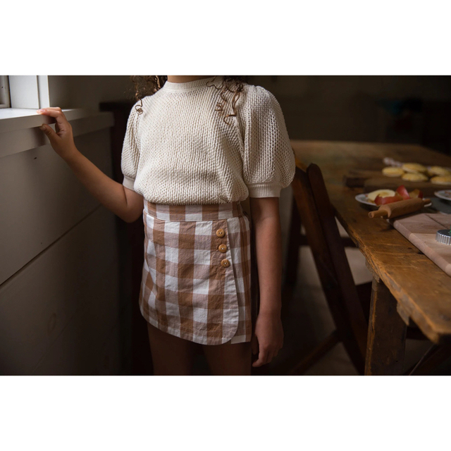 SOOR PLOOM(ソーアプルーム)のSoor Ploom olive skort,  Gingham, 8Y キッズ/ベビー/マタニティのキッズ服女の子用(90cm~)(スカート)の商品写真