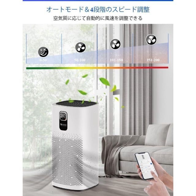 空気清浄機 アプリ操作 空気質可視化 PM2.5 花粉対策 58畳 HEPA