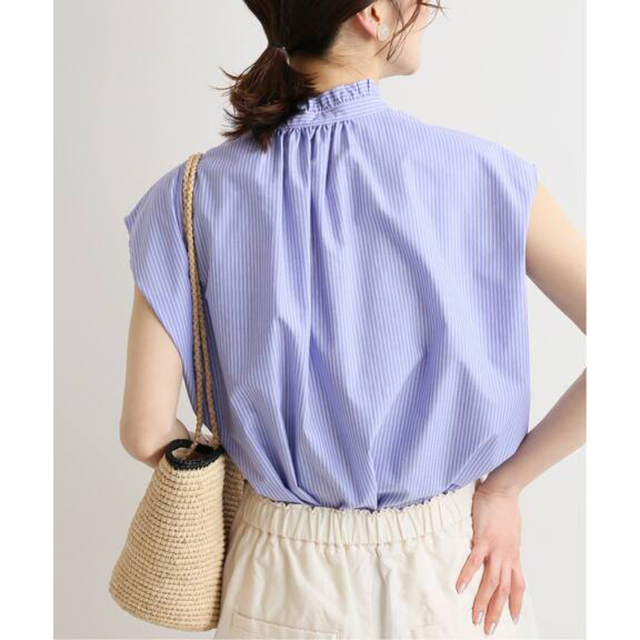取寄商品 極美品♪イエナ ストライプフリルノースリーブブラウス