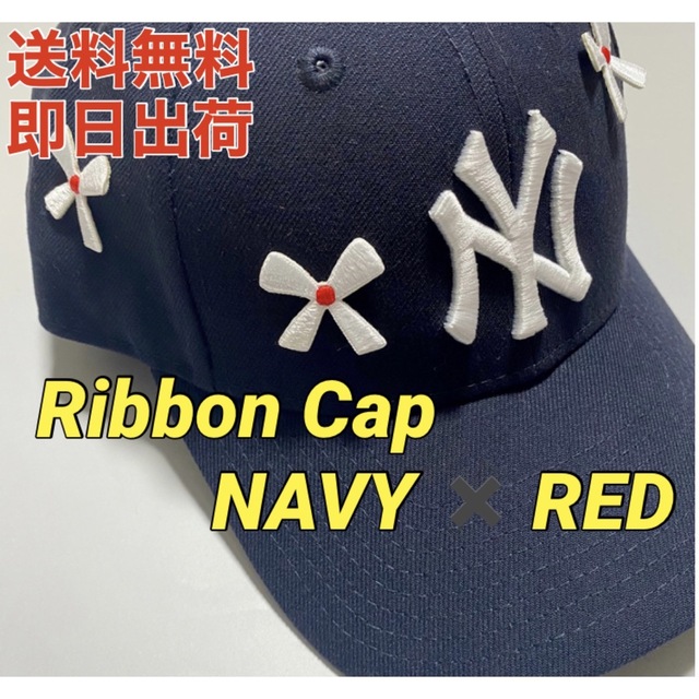 Nick Gear Flower Ribbon Cap Navy × Red