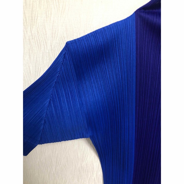 PLEATS PLEASE ISSEY MIYAKE(プリーツプリーズイッセイミヤケ)の希少初期モデル/プリーツプリーズ/半袖プリーツカットソー/切り替えブルーカラー レディースのトップス(カットソー(半袖/袖なし))の商品写真