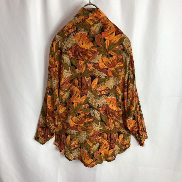 【珍品】オレンジ 総柄シャツ レトロ vintage 希少 モード orange