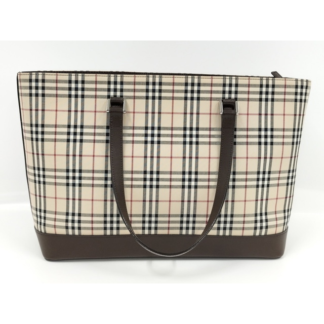 BURBERRY(バーバリー)のBURBERRY トートバッグ ノベチェック キャンバス レザー ベージュ系 レディースのバッグ(トートバッグ)の商品写真