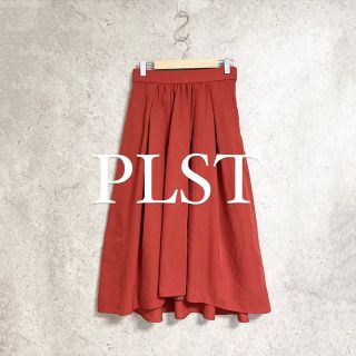 プラステ(PLST)の【PLST】プラステ　ヘムフレア　スカート　赤　S 星玲奈(ロングスカート)